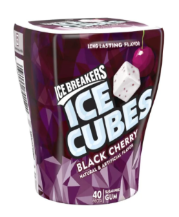 Ice Breakers Ice Cubes Black Cherry 40pc Gum Pop Bottle 6ct